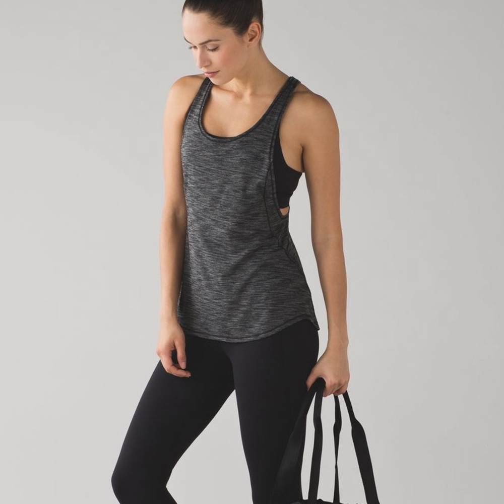 Lululemon On Track Tank in Heathered Black / Black